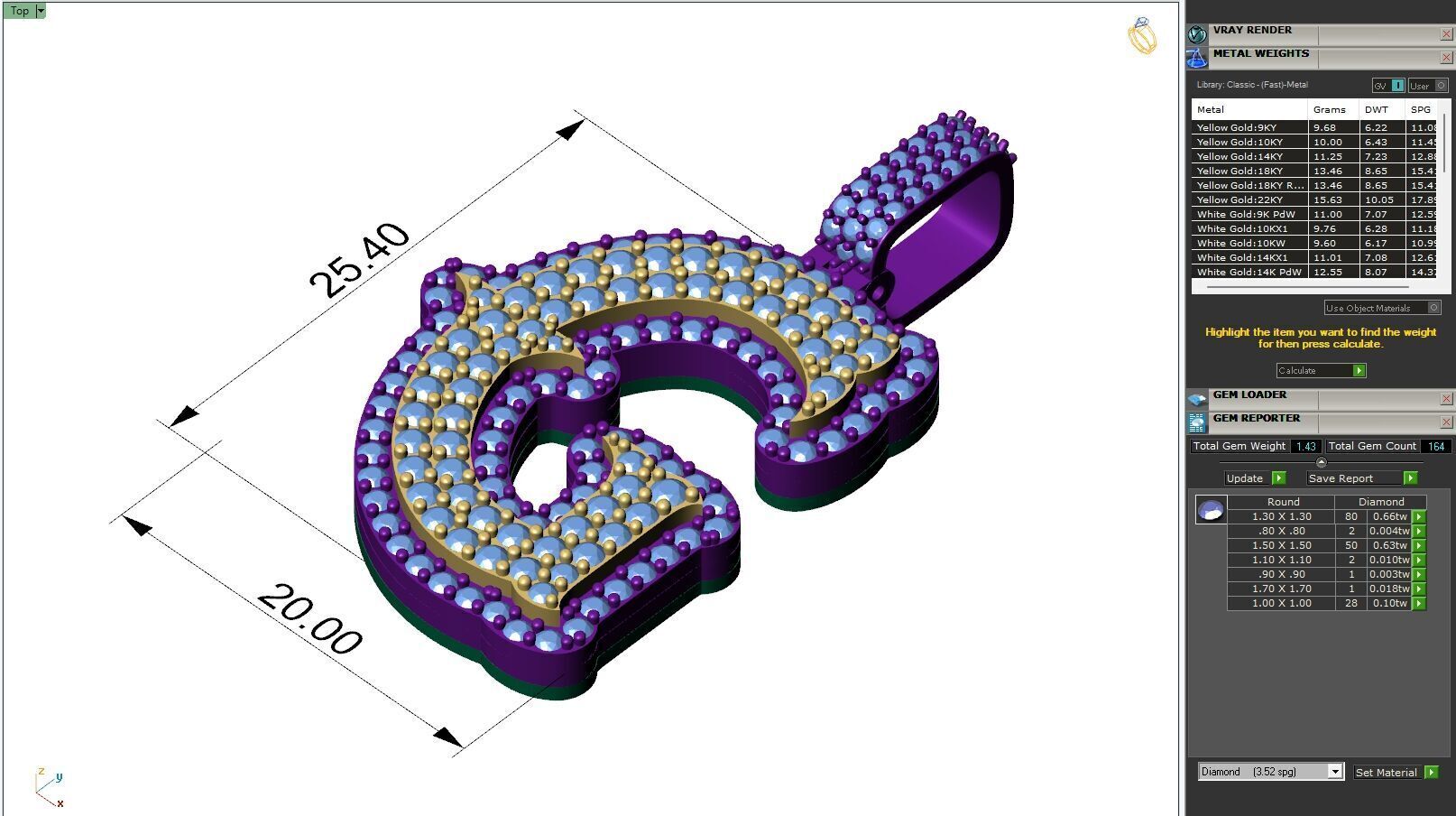 Custom Initial G Letter Diamond  A to Z Alphabet  Necklace 3D print model_6