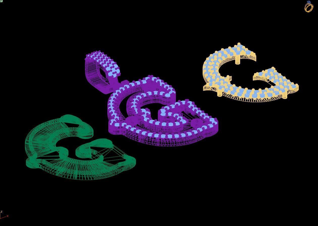 Custom Initial G Letter Diamond  A to Z Alphabet  Necklace 3D print model_16