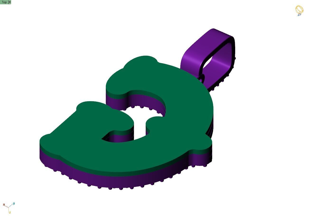 Custom Initial G Letter Diamond  A to Z Alphabet  Necklace 3D print model_10