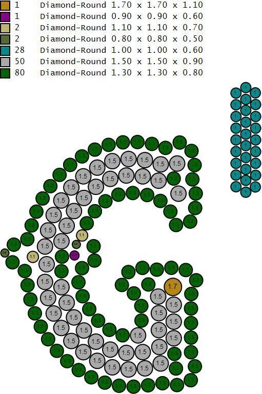 Custom Initial G Letter Diamond  A to Z Alphabet  Necklace 3D print model_18