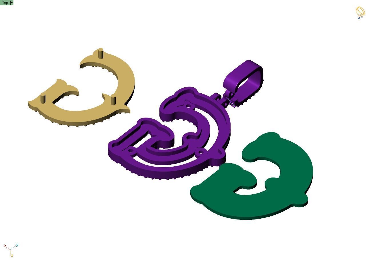 Custom Initial G Letter Diamond  A to Z Alphabet  Necklace 3D print model_13