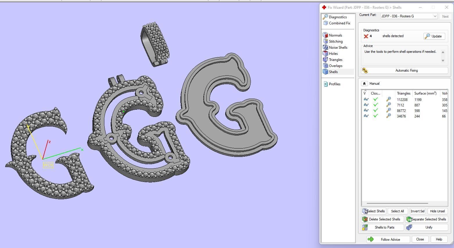 Custom Initial G Letter Diamond  A to Z Alphabet  Necklace 3D print model_17