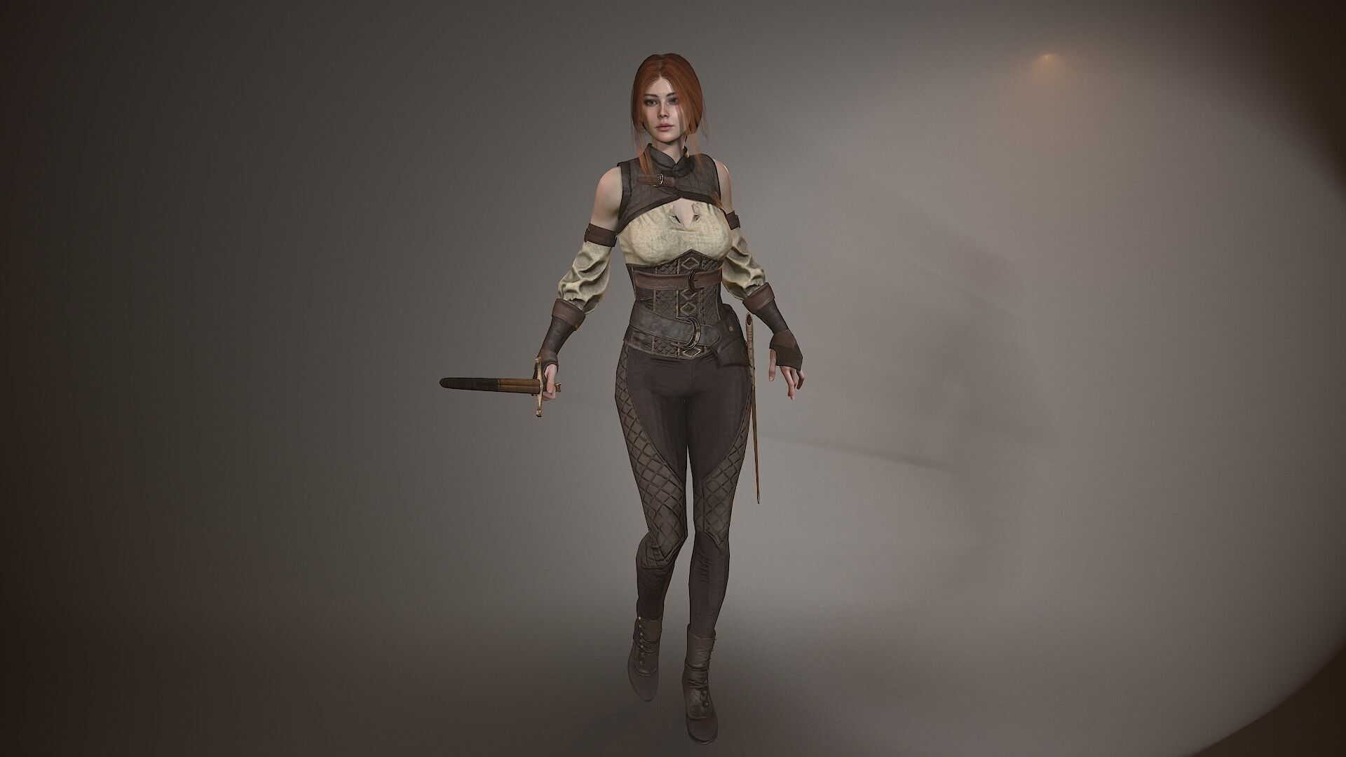 Warrior Lady Low-poly 3D model_3