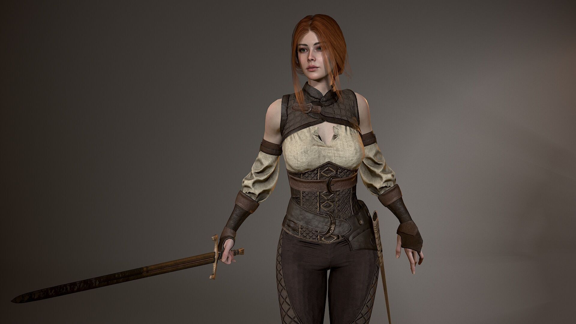 Warrior Lady Low-poly 3D model_7