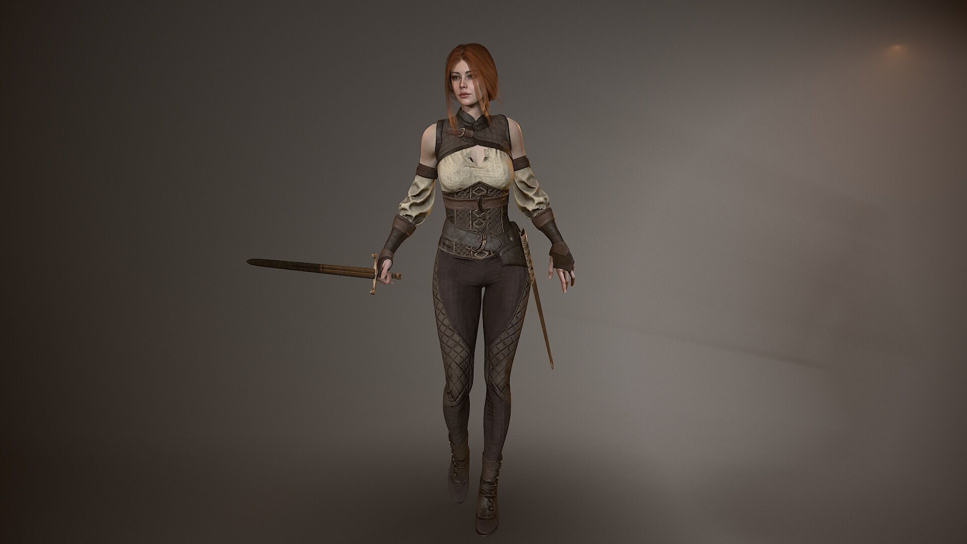 Warrior Lady Low-poly 3D model_10