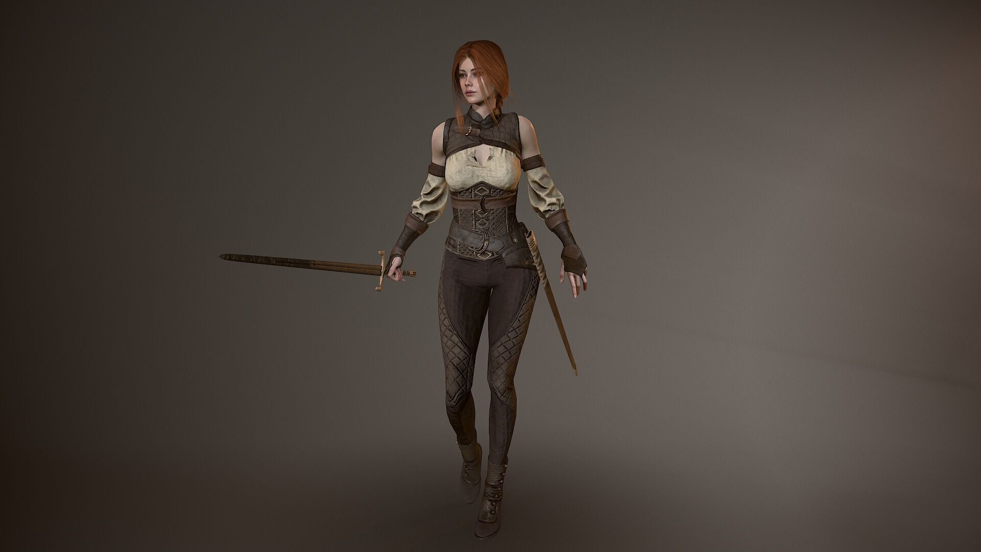 Warrior Lady Low-poly 3D model_2