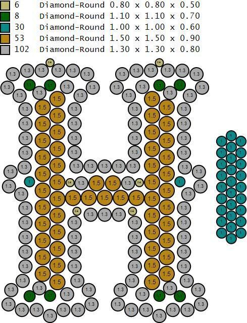 Custom Initial H Letter Diamond  A to Z Alphabet  Necklace 3D print model_18