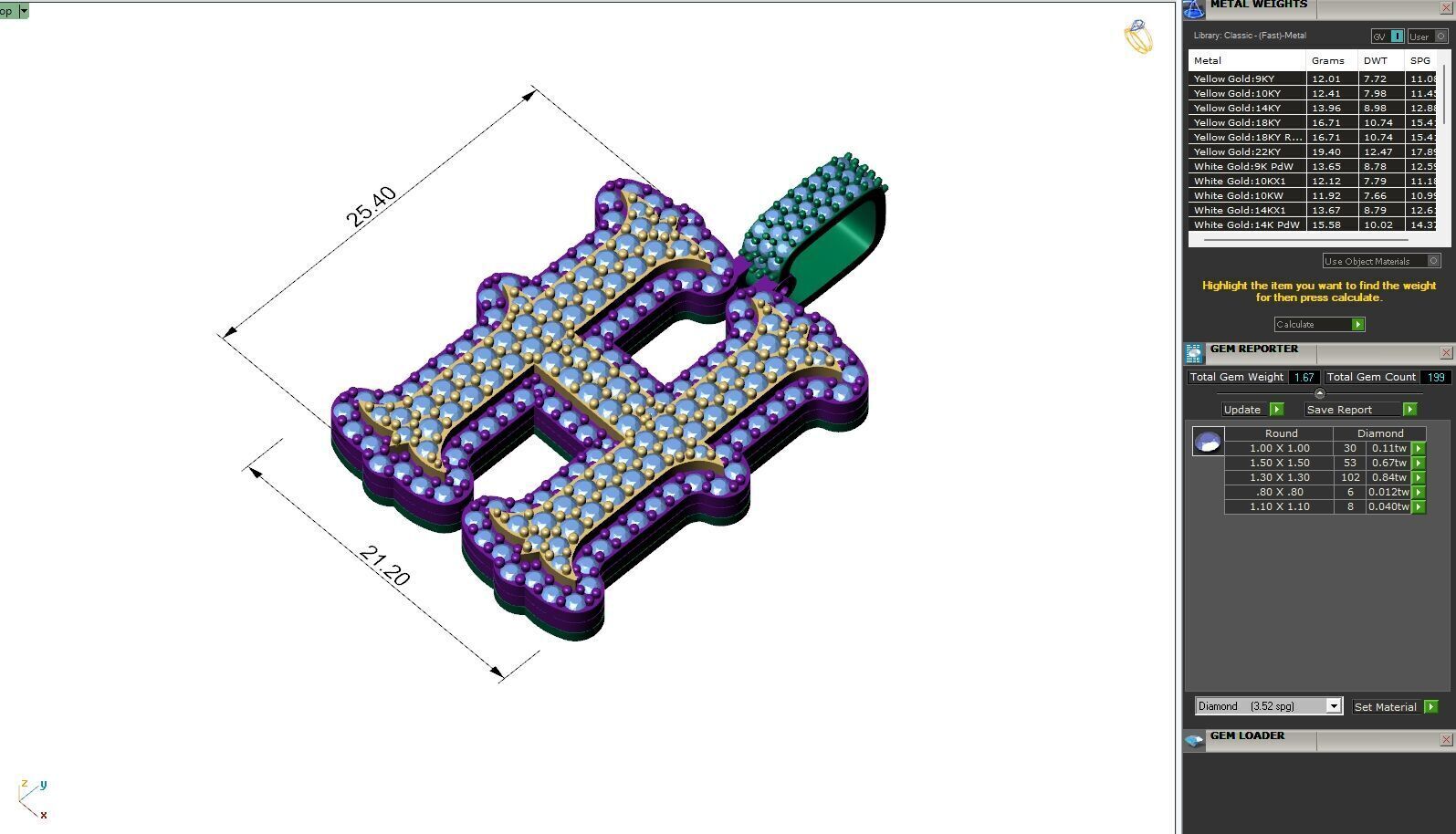 Custom Initial H Letter Diamond  A to Z Alphabet  Necklace 3D print model_6