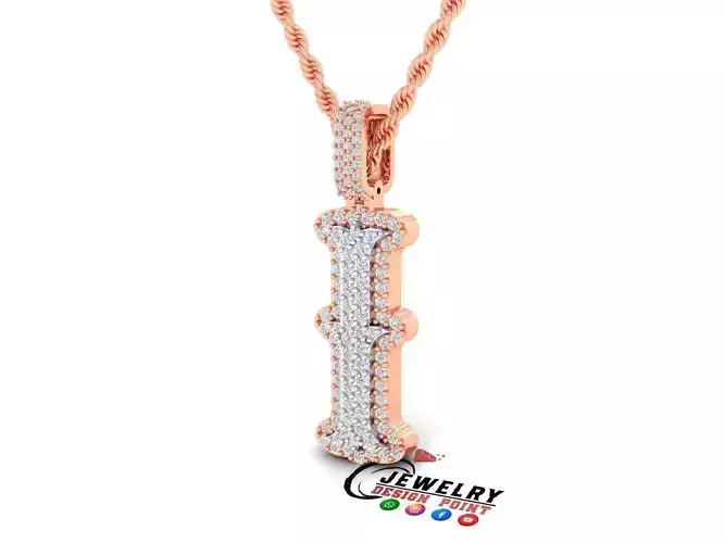 Custom Initial I Letter Diamond  A to Z Alphabet  Necklace