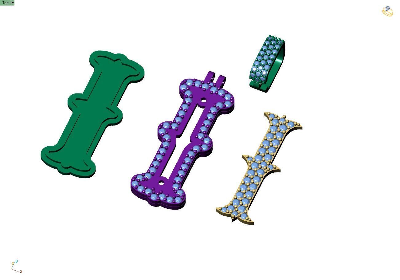 Custom Initial I Letter Diamond  A to Z Alphabet  Necklace 3D print model_12