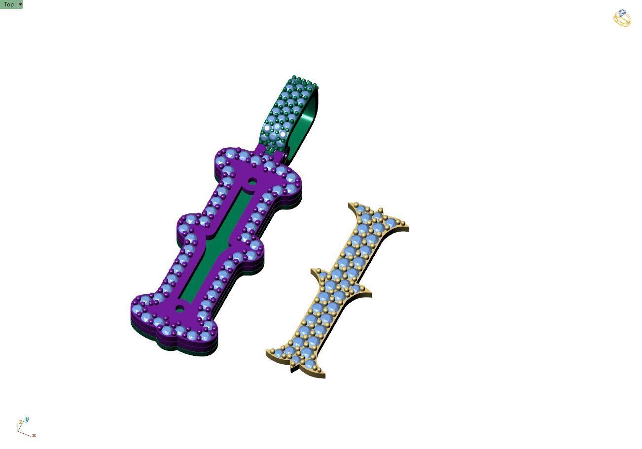 Custom Initial I Letter Diamond  A to Z Alphabet  Necklace 3D print model_10