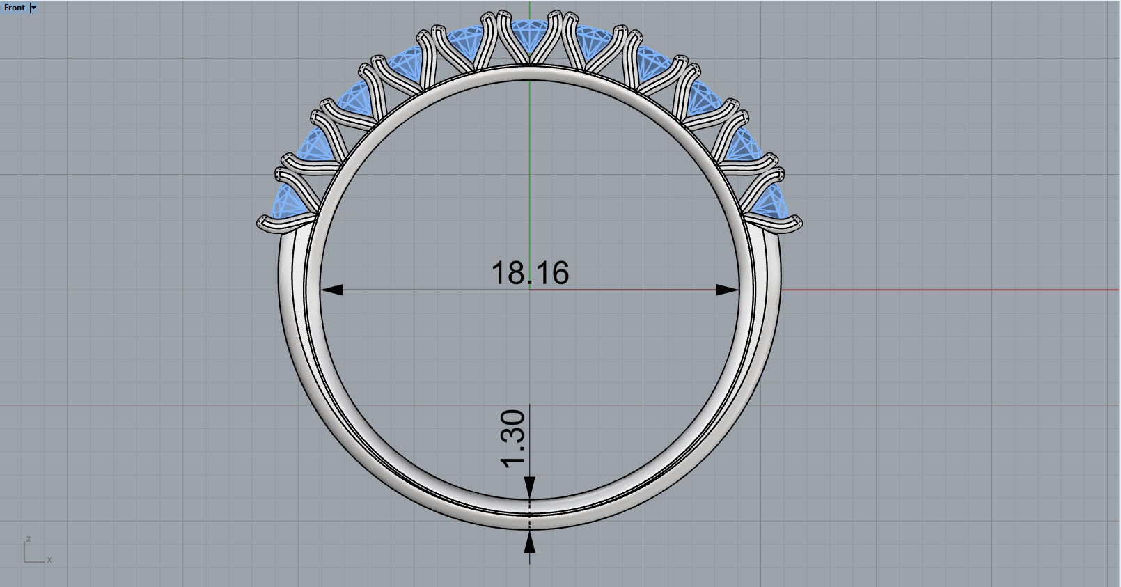 Half eternity band model 1301 3D print model_6