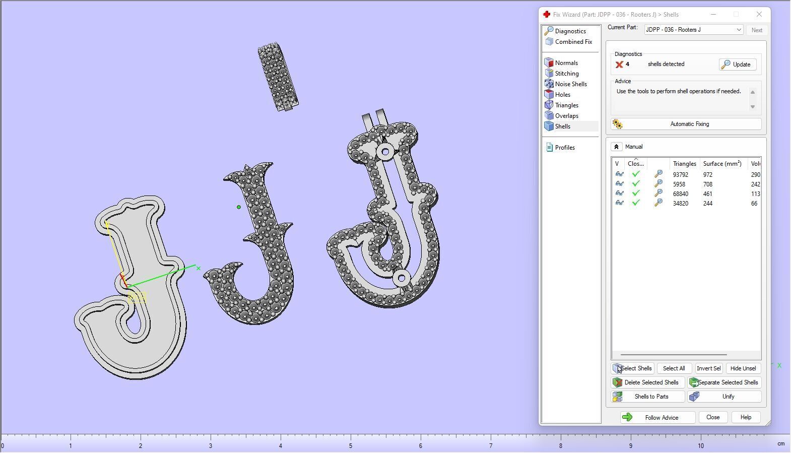 Custom Initial J Letter Diamond  A to Z Alphabet  Necklace 3D print model_17