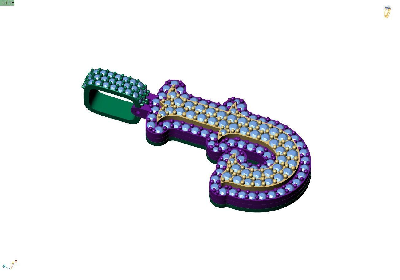 Custom Initial J Letter Diamond  A to Z Alphabet  Necklace 3D print model_8