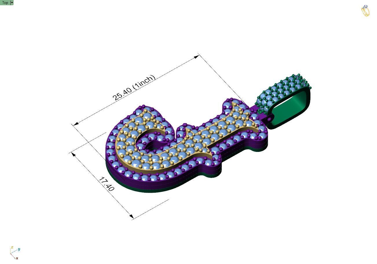 Custom Initial J Letter Diamond  A to Z Alphabet  Necklace 3D print model_4