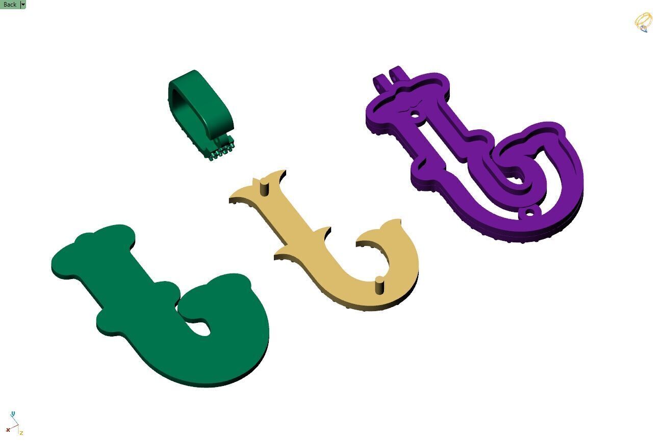 Custom Initial J Letter Diamond  A to Z Alphabet  Necklace 3D print model_13