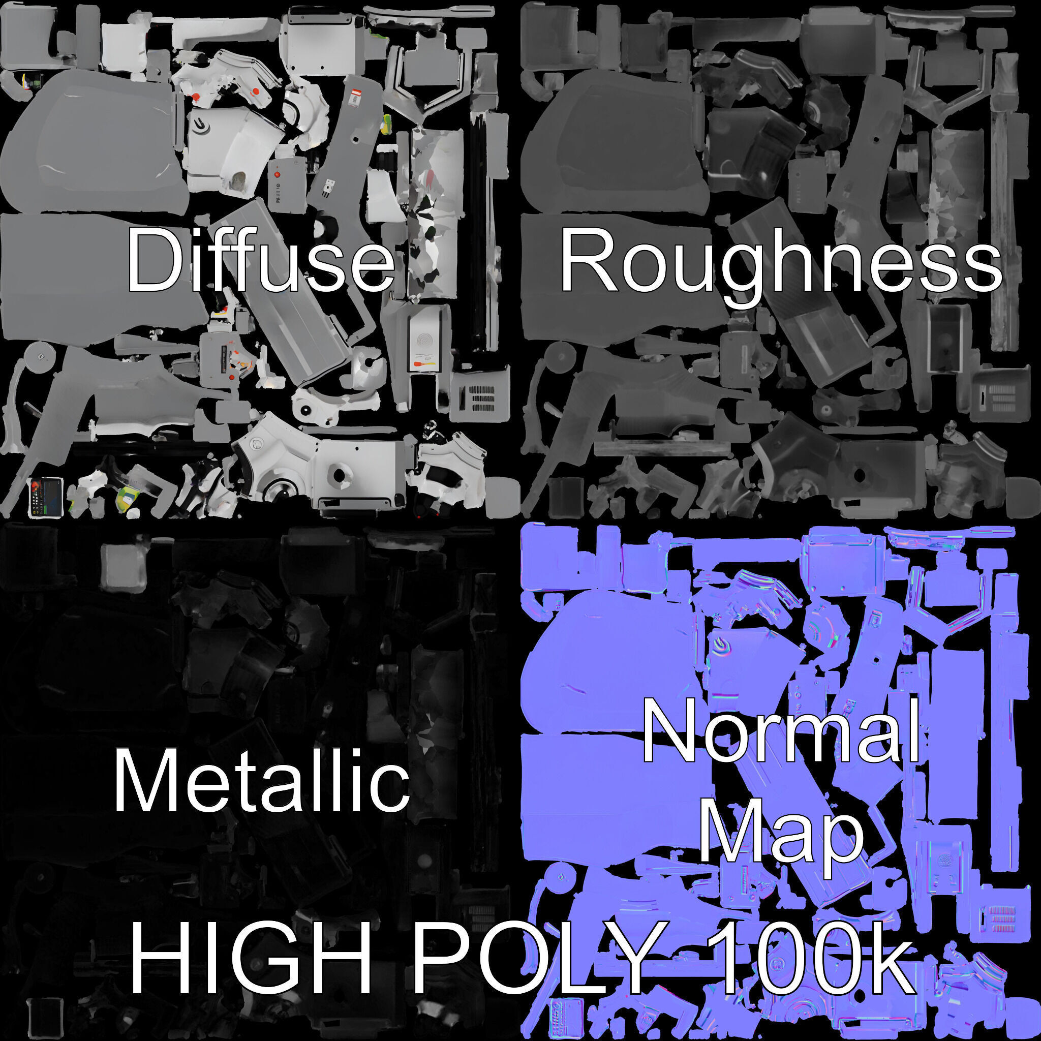 Industrial Milling Machine D Model Pack Low-poly 3D model_2