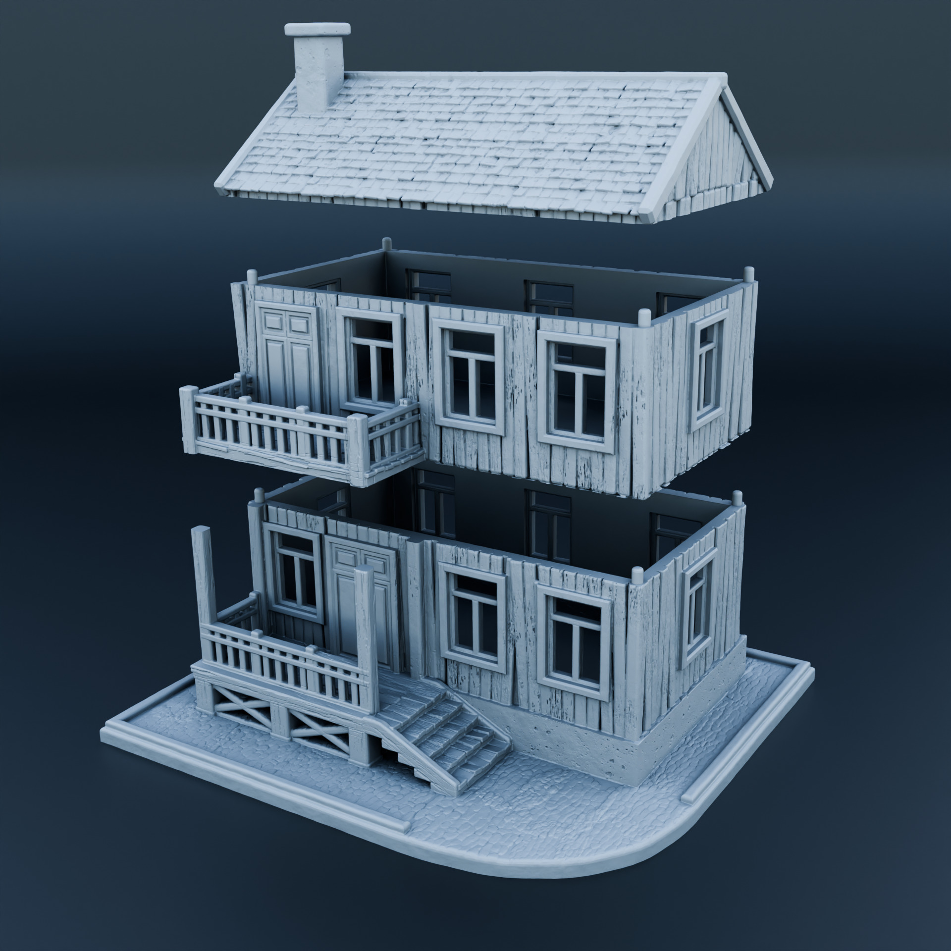 Medieval house 3D print model_2