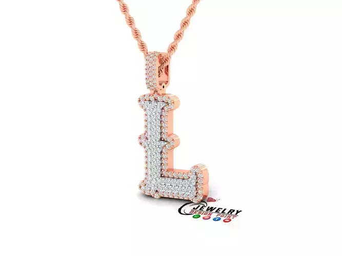 Custom Initial L Letter Diamond  A to Z Alphabet  Necklace