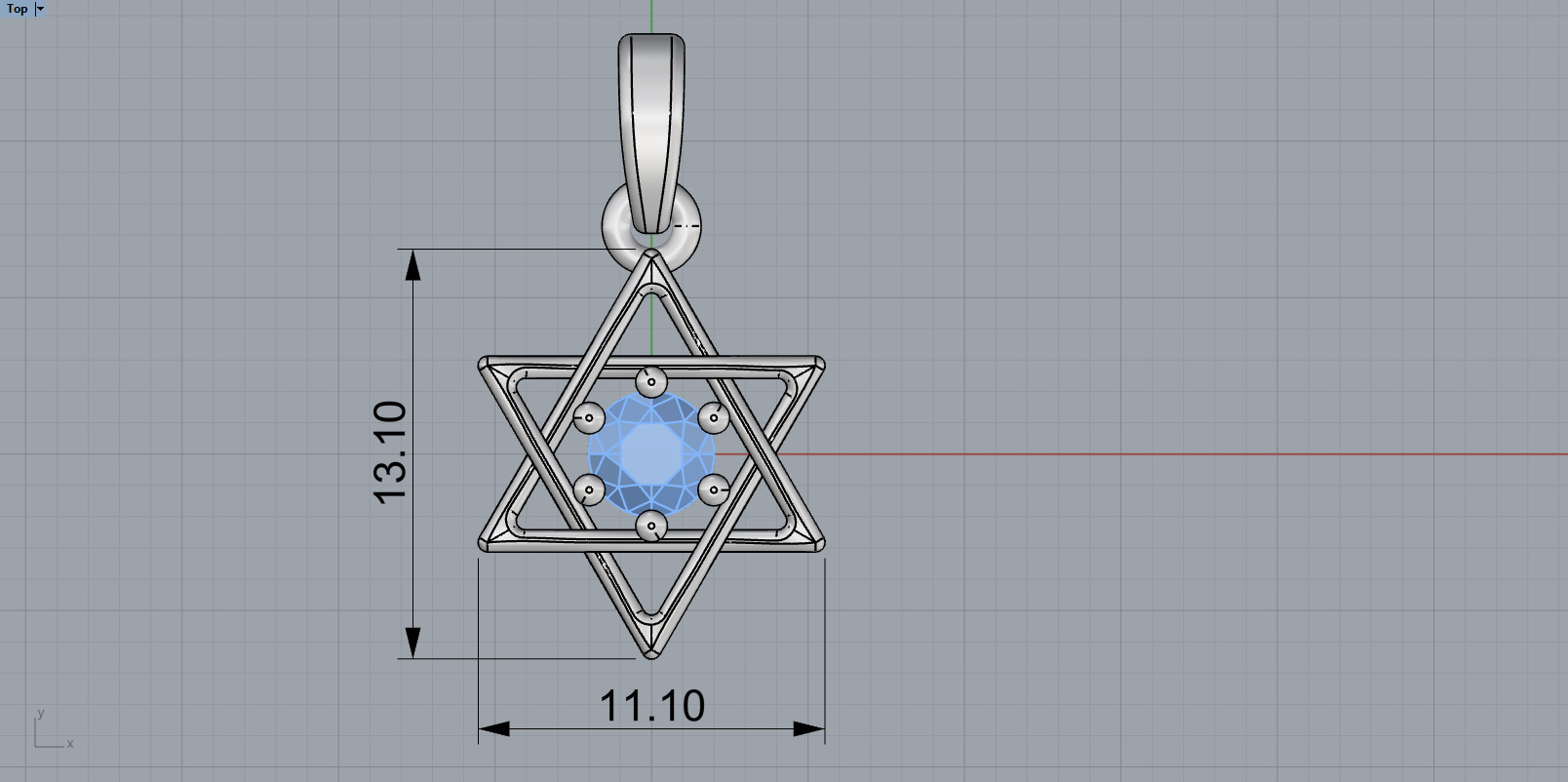 Star of david pendant model 1304 3D print model_4