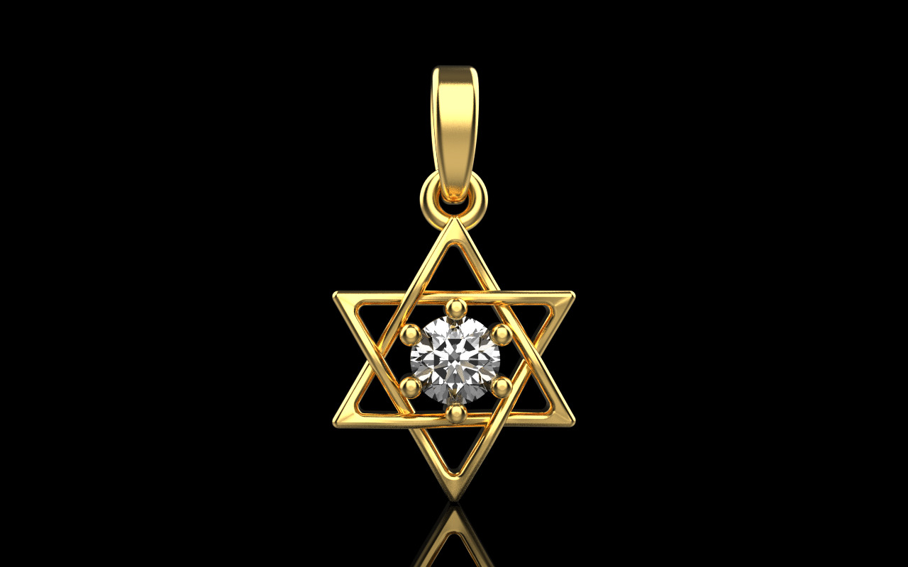 Star of david pendant model 1304 3D print model_8