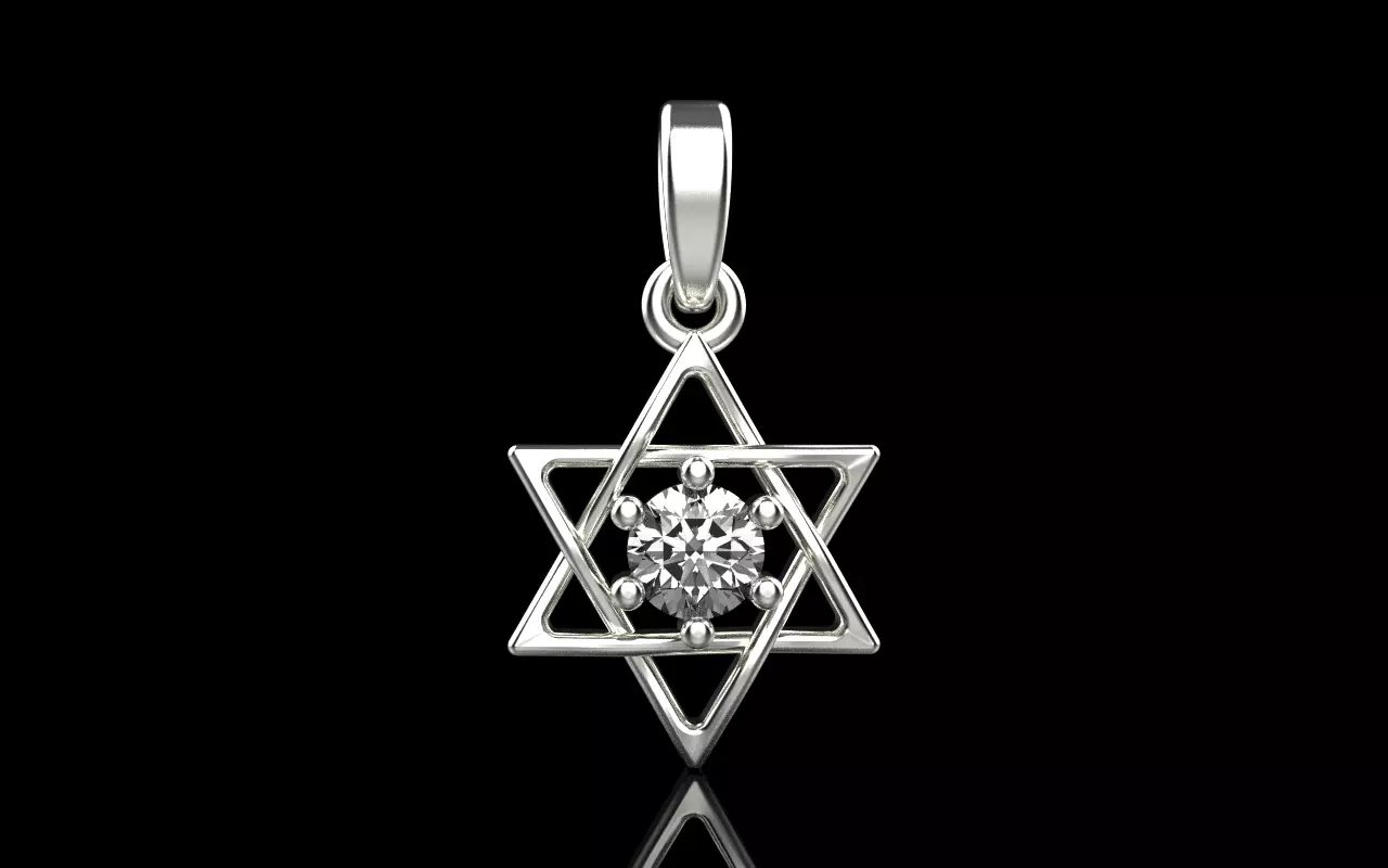 Star of david pendant model 1304 3D print model_0