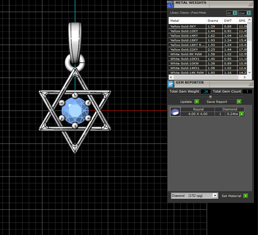 Star of david pendant model 1304 3D print model_2