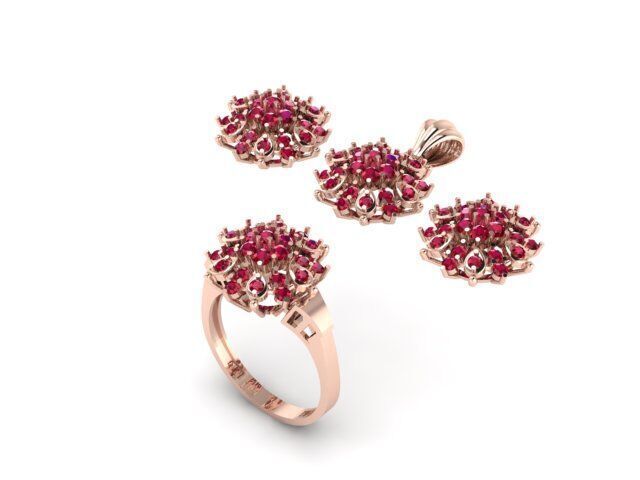 Ruby Gemstone Pendant Set For Women 3D print model_8
