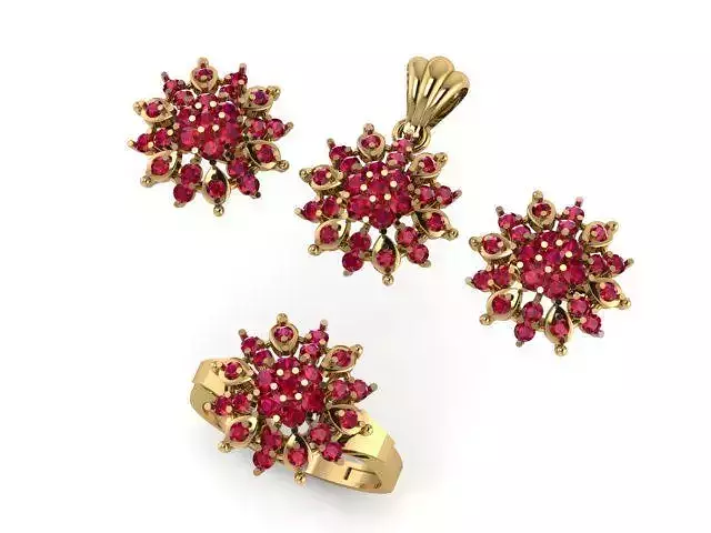 Ruby Gemstone Pendant Set For Women