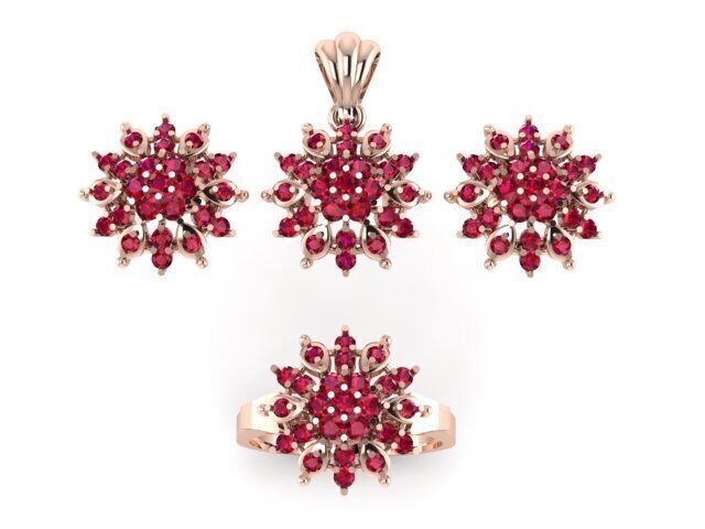 Ruby Gemstone Pendant Set For Women 3D print model_5