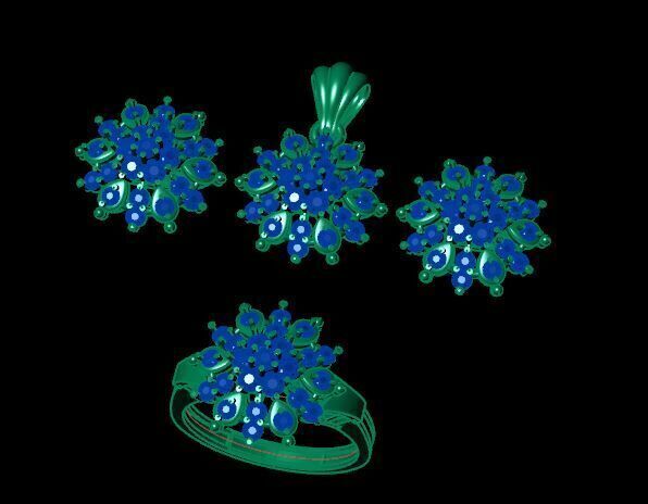 Ruby Gemstone Pendant Set For Women 3D print model_9