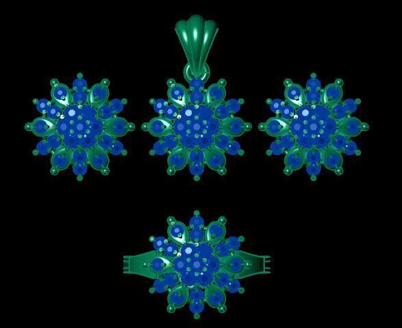 Ruby Gemstone Pendant Set For Women 3D print model_10