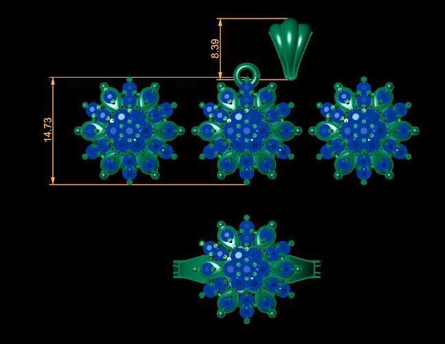 Ruby Gemstone Pendant Set For Women 3D print model_14