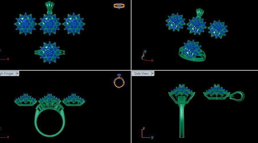 Ruby Gemstone Pendant Set For Women 3D print model_13