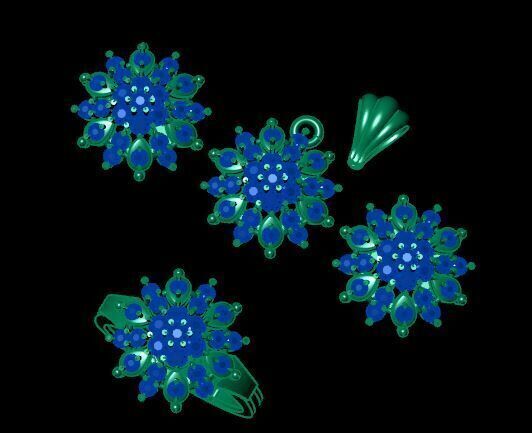 Ruby Gemstone Pendant Set For Women 3D print model_16