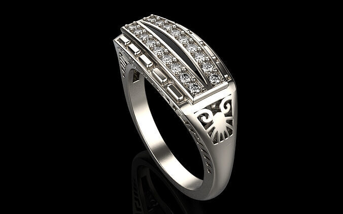 vintage style ring with enamel and gems  model 1305 3D print model