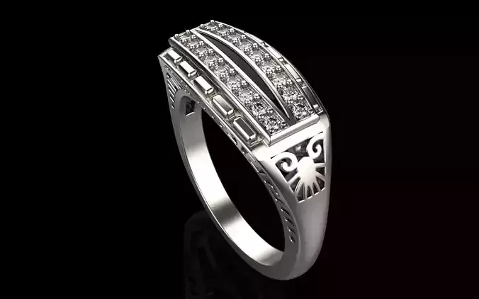vintage style ring with enamel and gems  model 1305 3D print model