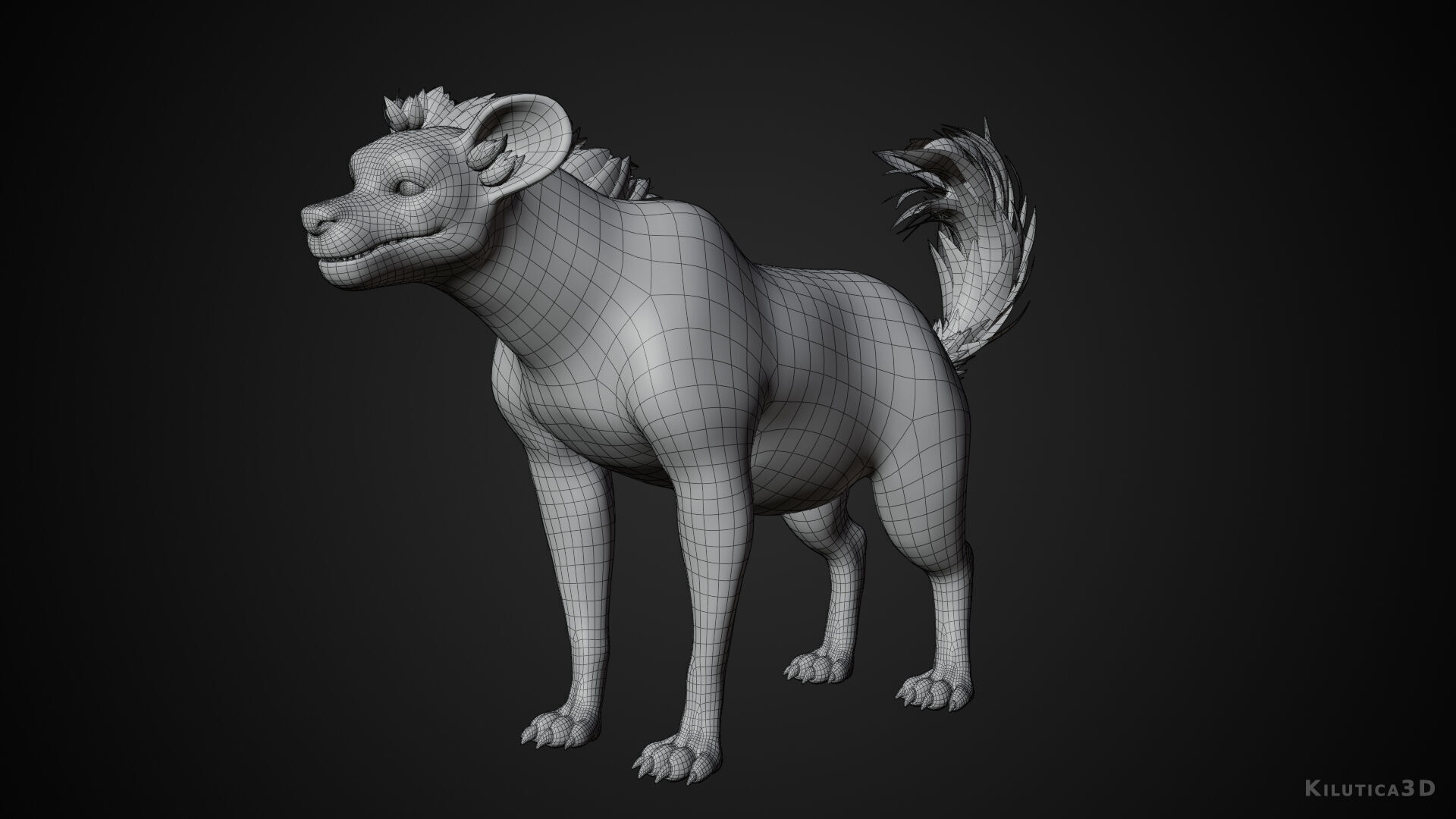 Cartoon-Realistic Spotted Hyena - Rigged for Blender Low-poly 3D model_13