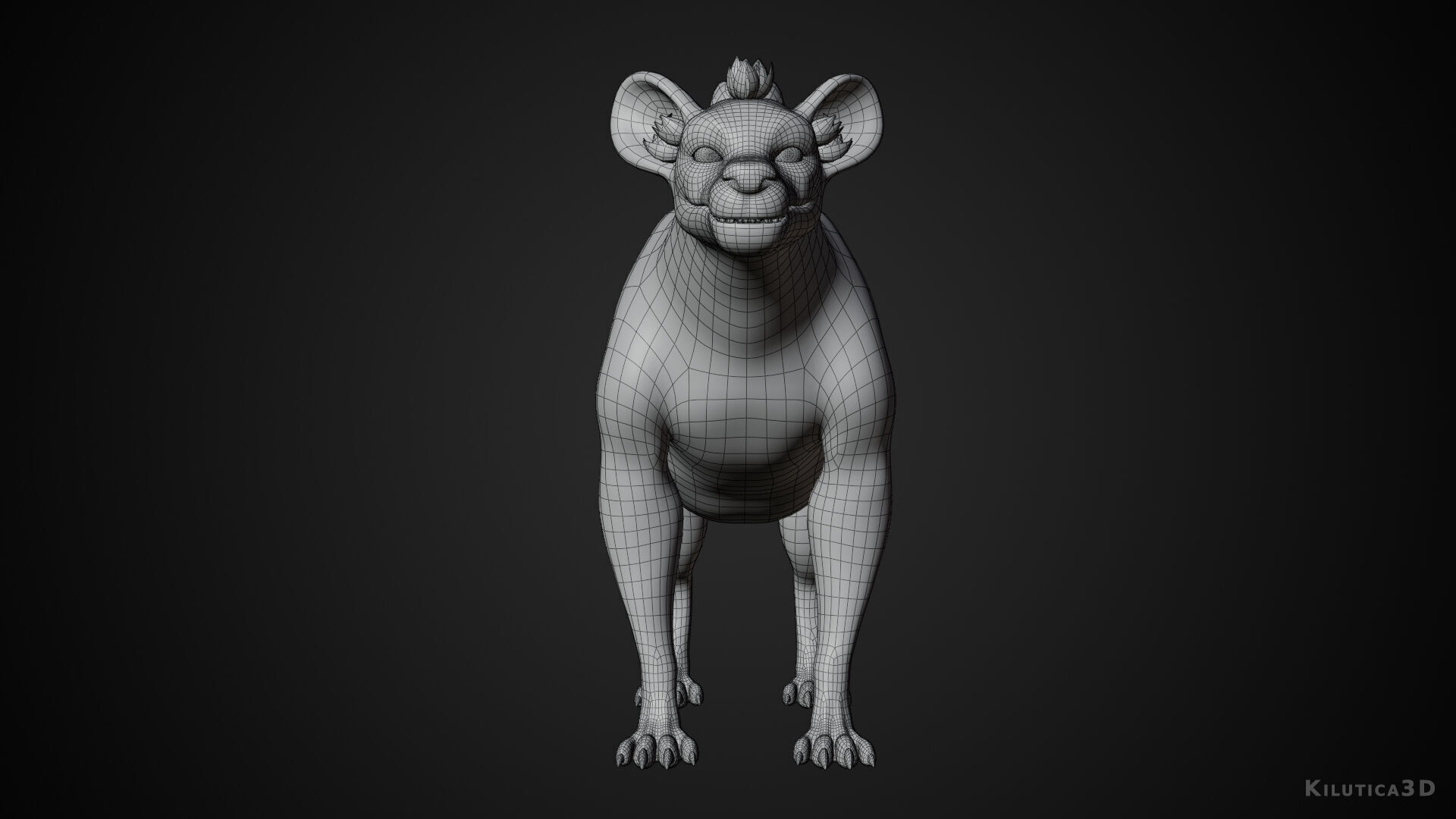 Cartoon-Realistic Spotted Hyena - Rigged for Blender Low-poly 3D model_8