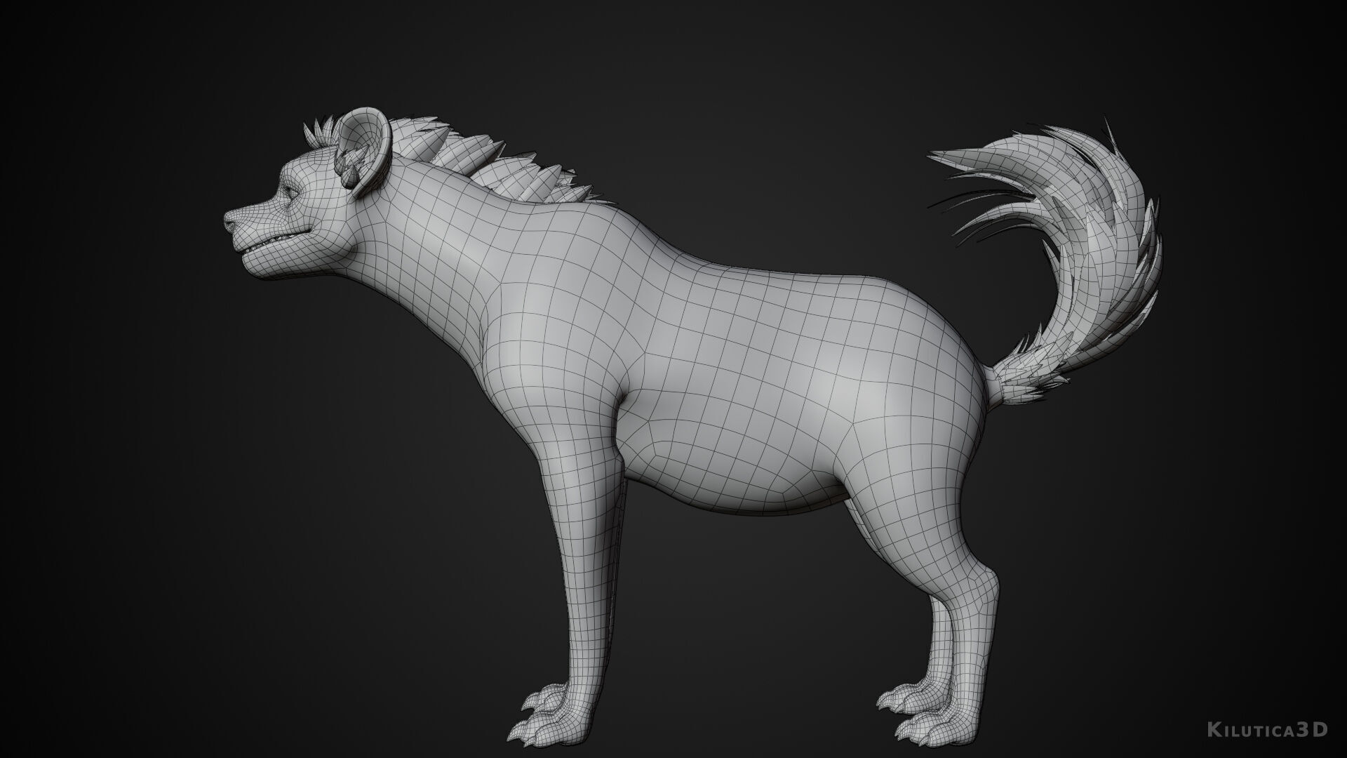 Cartoon-Realistic Spotted Hyena - Rigged for Blender Low-poly 3D model_9