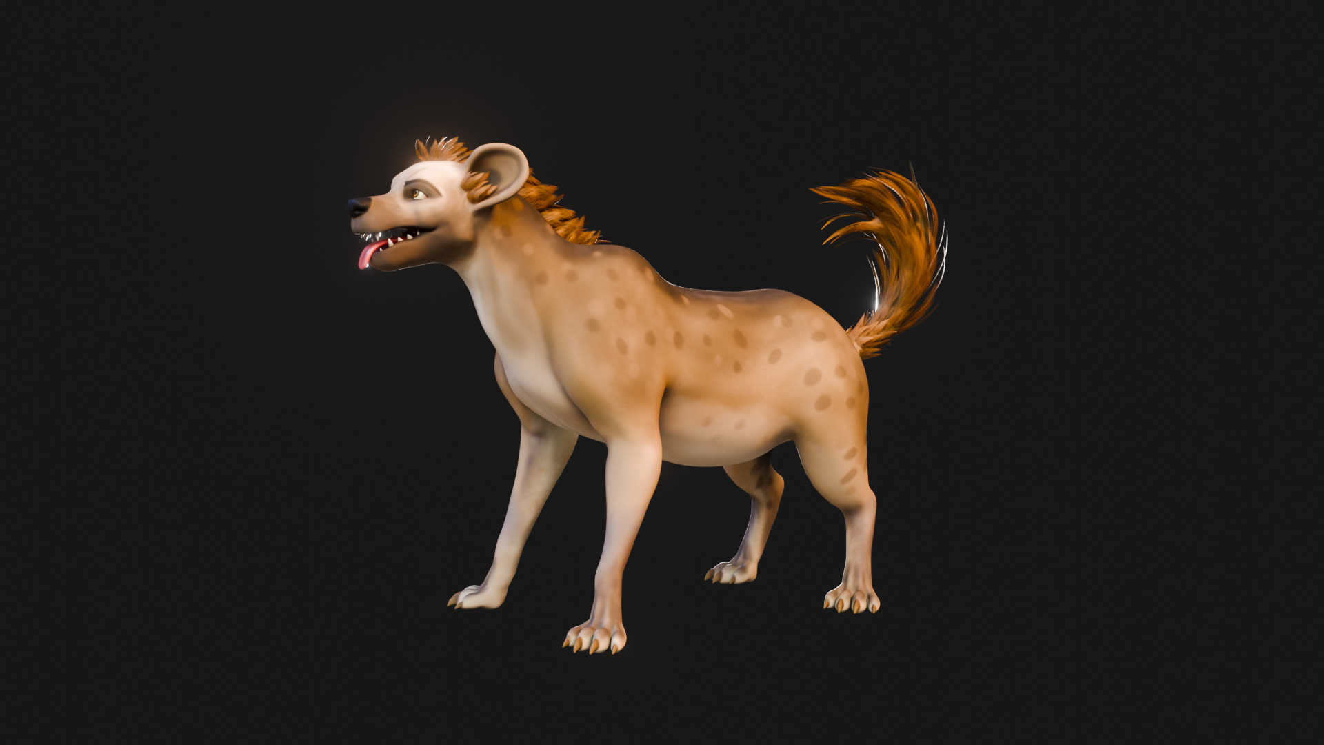 Cartoon-Realistic Spotted Hyena - Rigged for Blender Low-poly 3D model_16