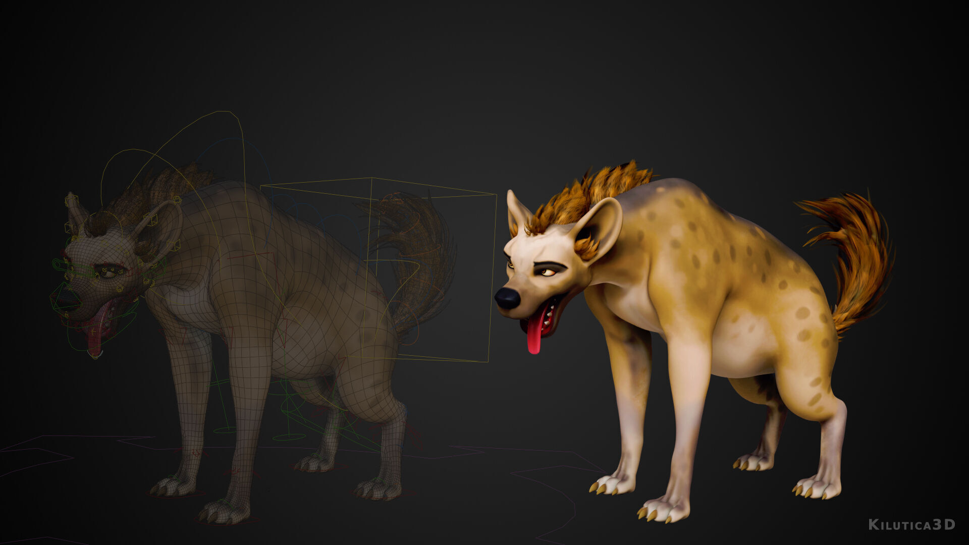 Cartoon-Realistic Spotted Hyena - Rigged for Blender Low-poly 3D model_5