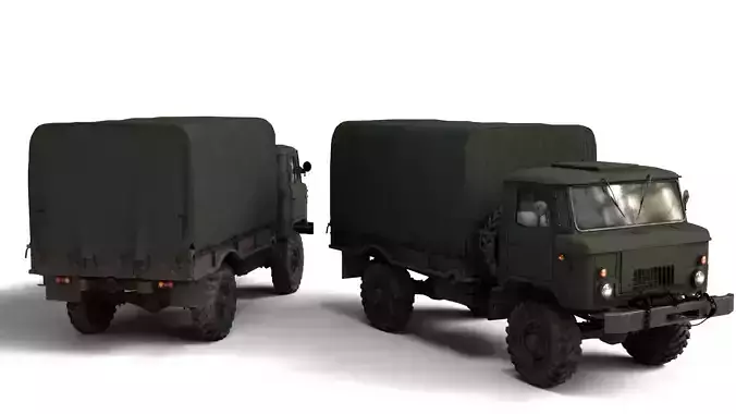 1966 Gaz 66A High-Detail Rigged Soviet Military Truck 3D Model 