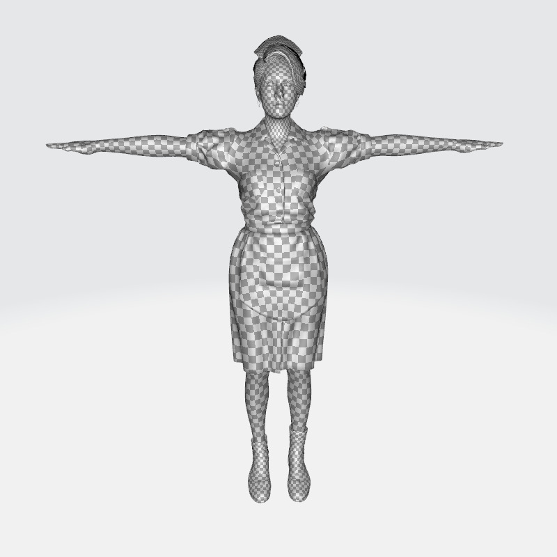 Nurse Character Game Ready Woman in Uniform Low-poly 3D model_28