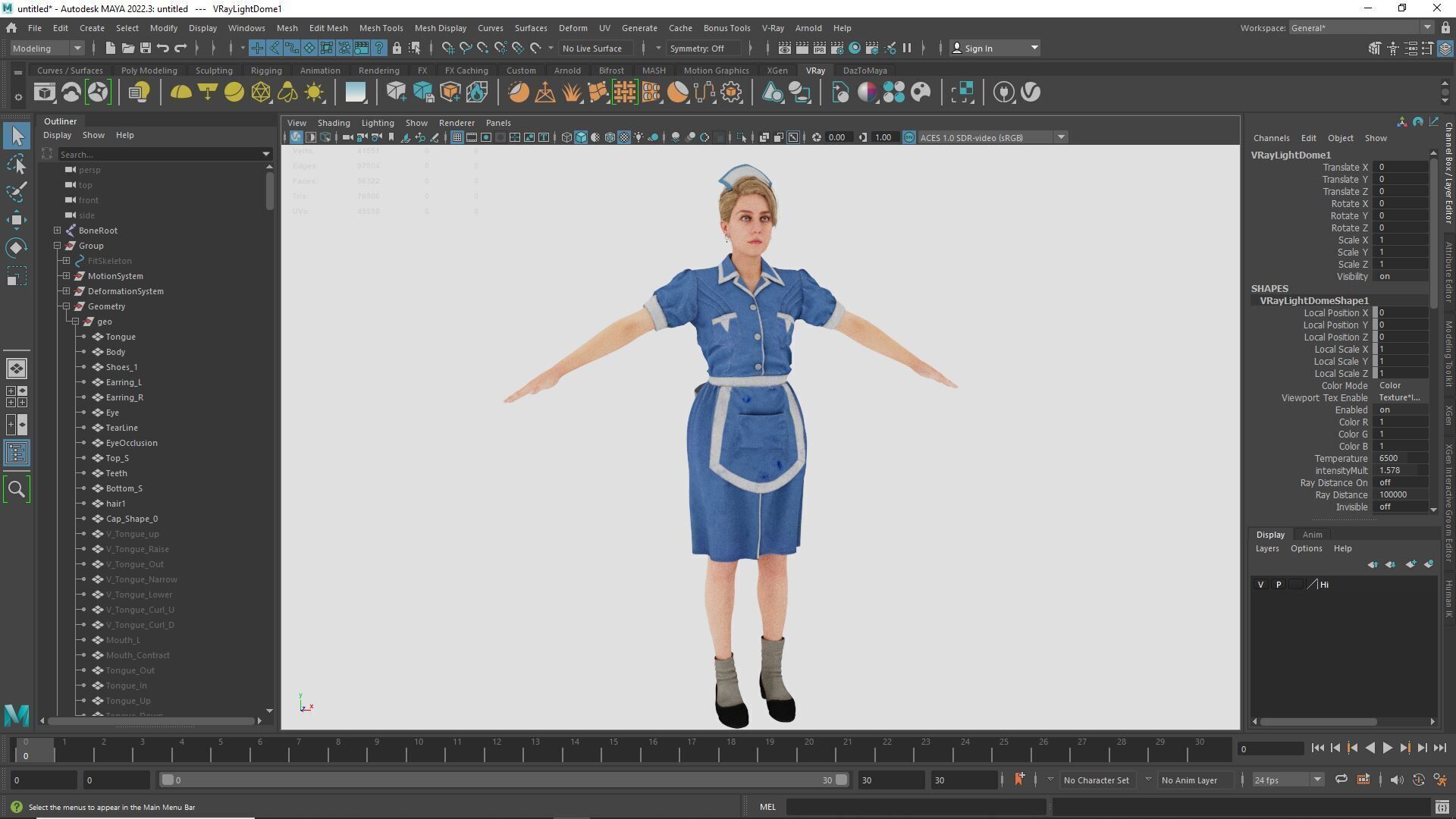 Nurse Character Game Ready Woman in Uniform Low-poly 3D model_23