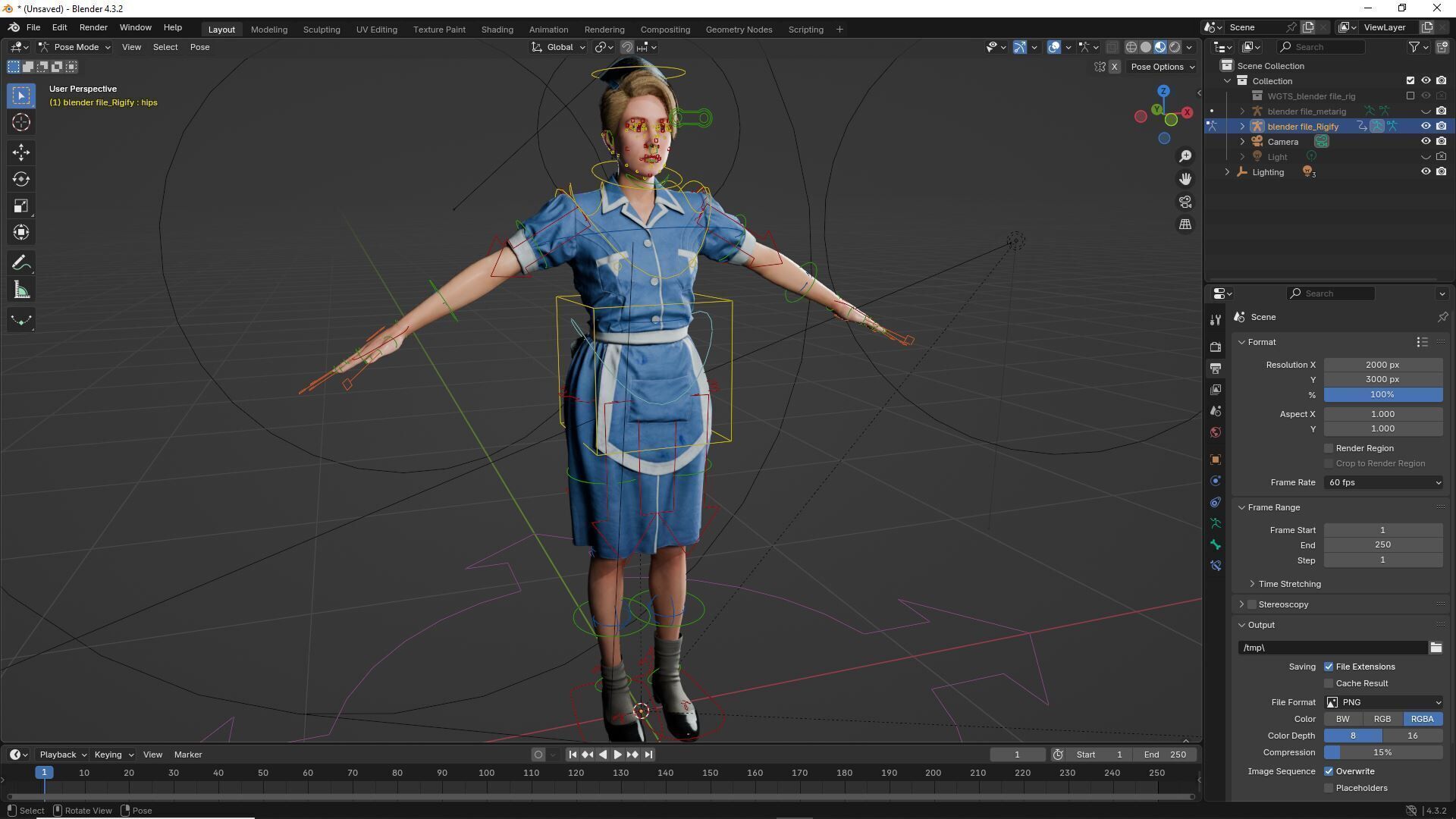 Nurse Character Game Ready Woman in Uniform Low-poly 3D model_16