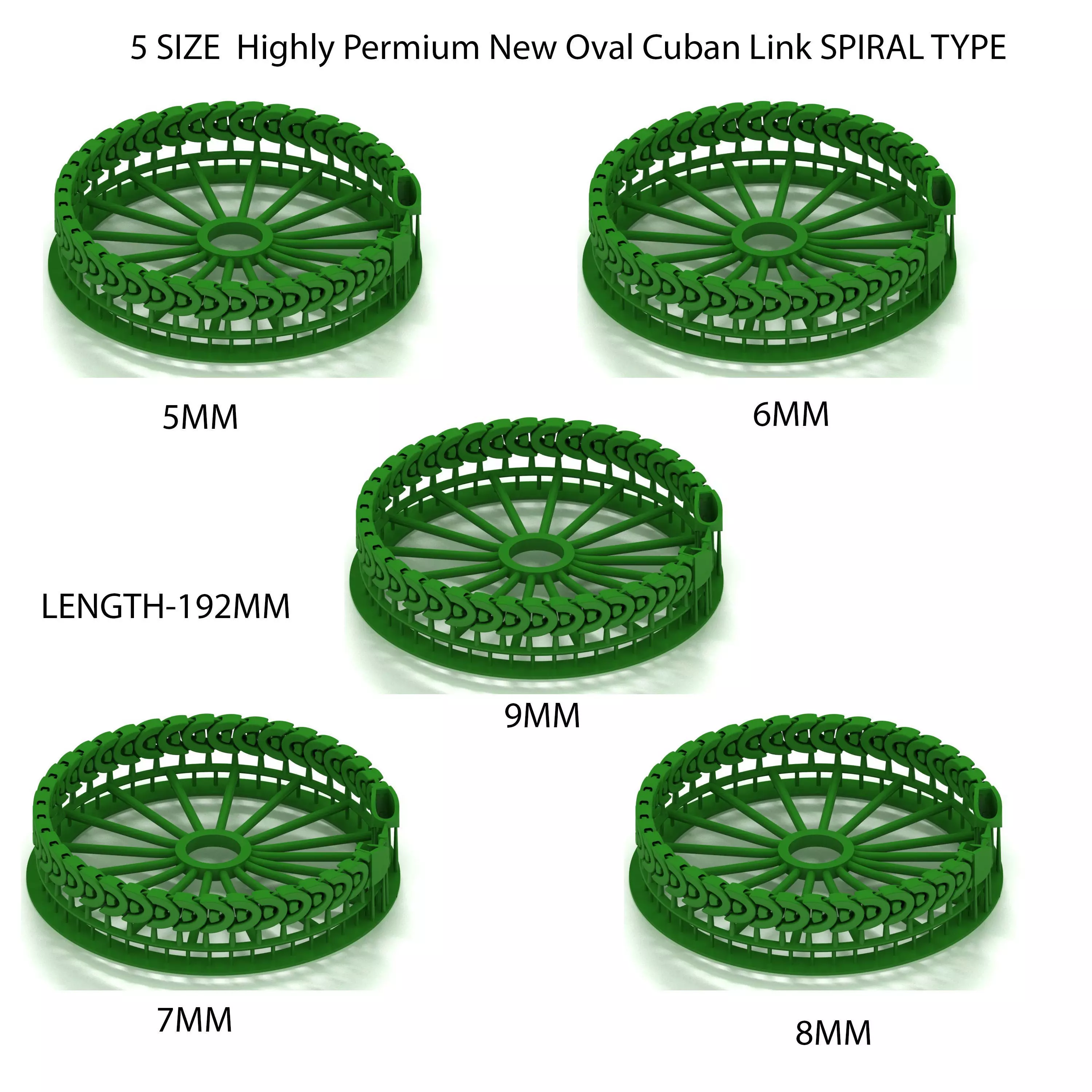 5 Set of Highly Premium Oval Cuban 3D Bracelet Design 3D Model Collection_0