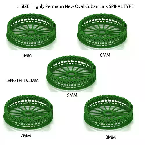 5 Set of Highly Premium Oval Cuban 3D Bracelet Design 3D Model Collection