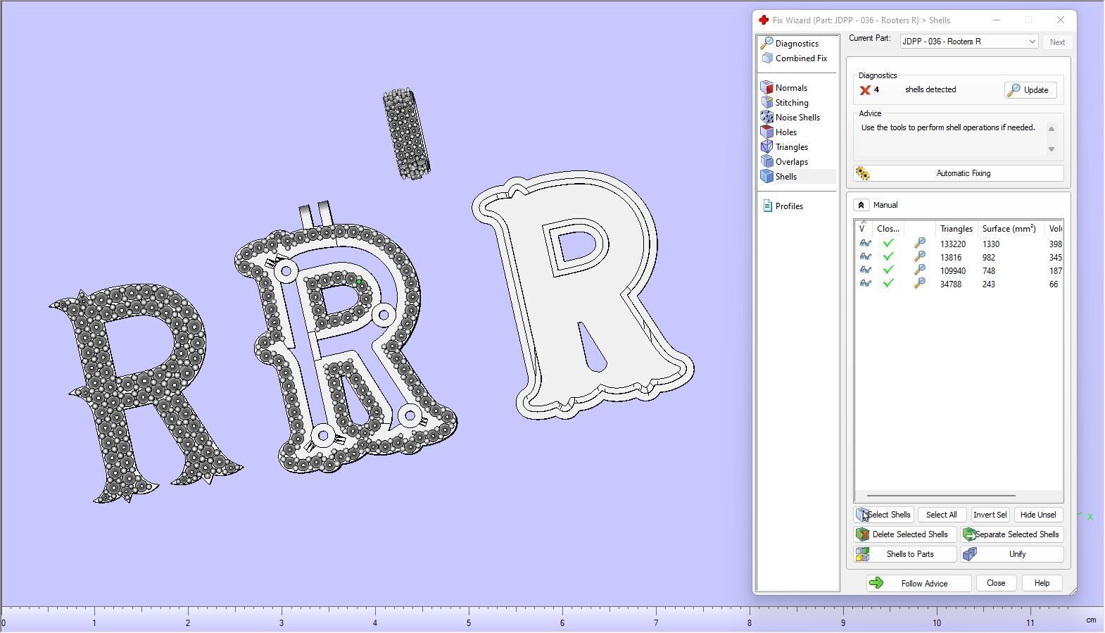 Custom Initial R Letter Diamond A to Z Alphabet Necklace 3D print model_17