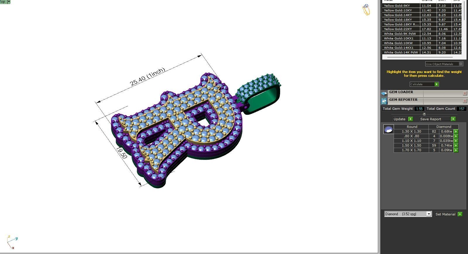 Custom Initial R Letter Diamond A to Z Alphabet Necklace 3D print model_6